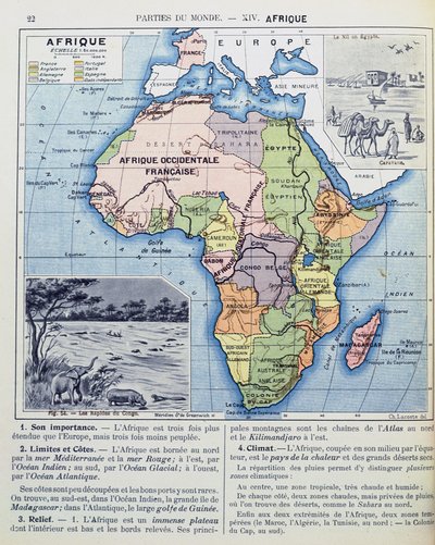 Map of Colonial Africa, from a School Book by Charles Lacoste